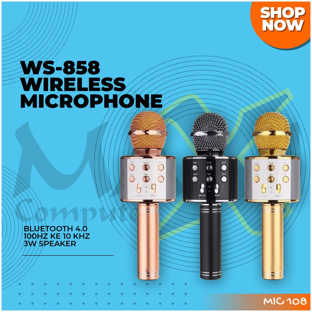 WS-858 Bluetooth Portable Wireless Microphone Karaoke Speaker Mikrofon