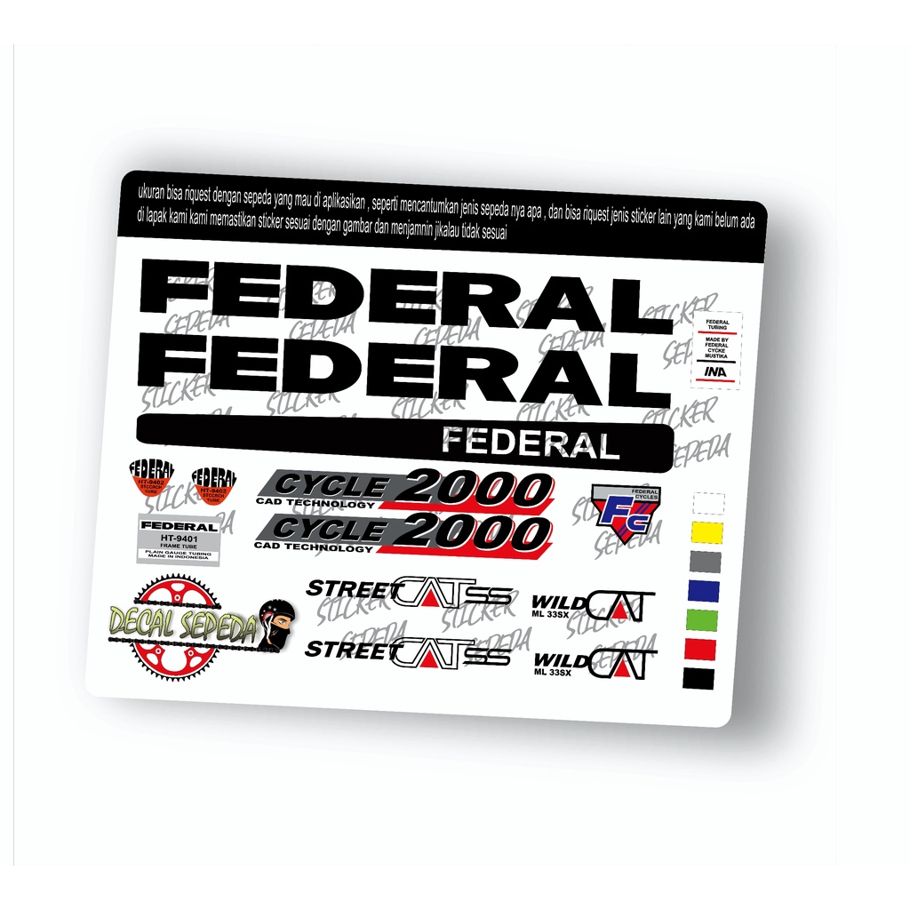 decal stiker sepeda federal street cat ss - sticker stiker federal