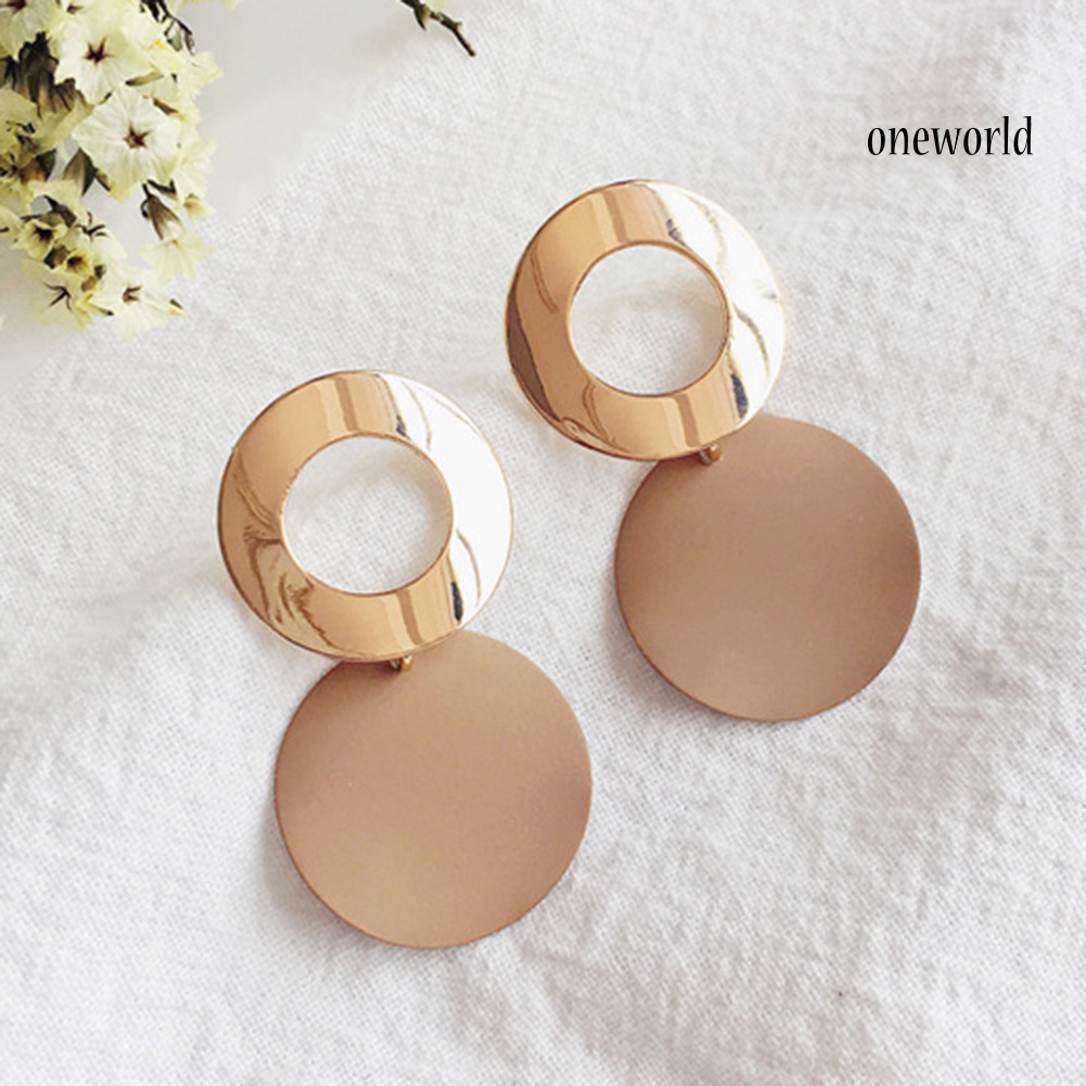 OW@ Party Women's Simple Hollow Out Round Drop Dangle Stud Earrings Jewelry Gift