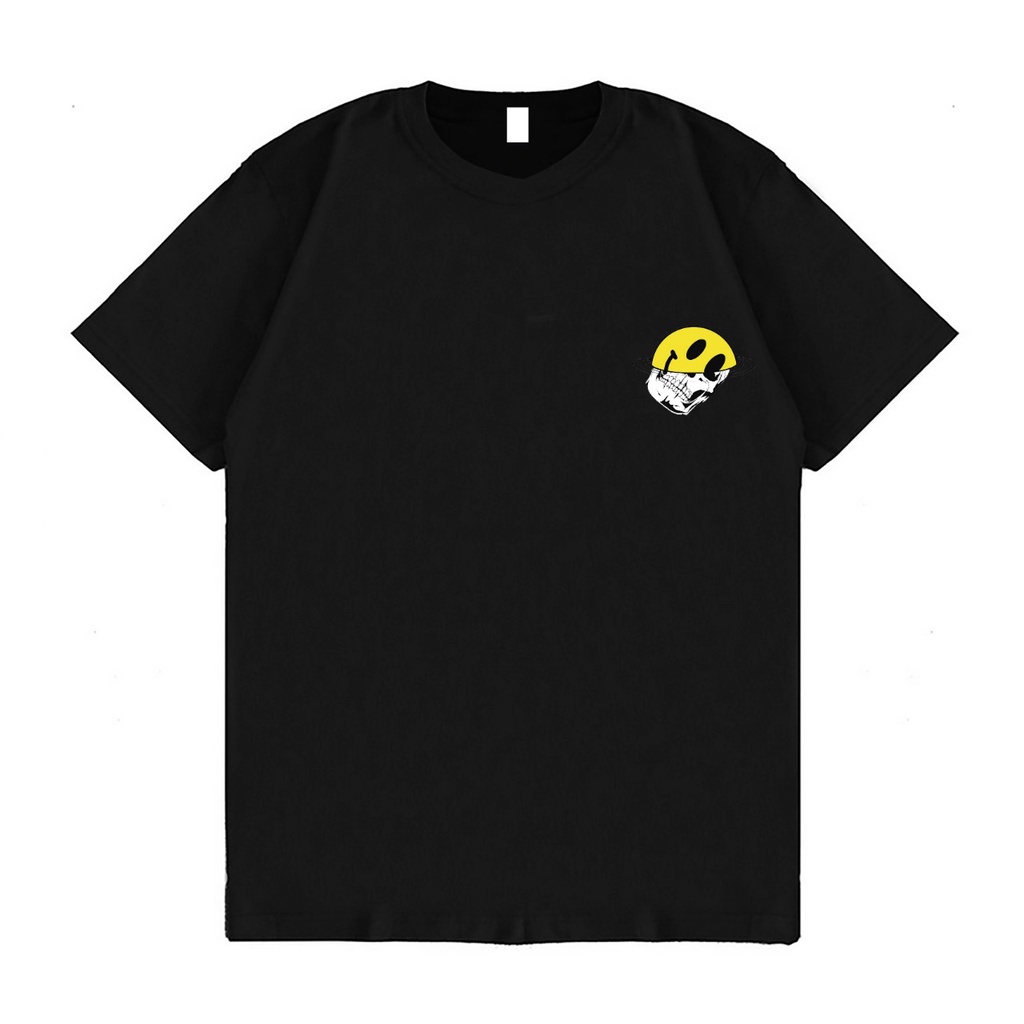 KAOS OVERSIZE EMOJI SMILE YELLOW TENGKORAK SKULL T-SHIRT