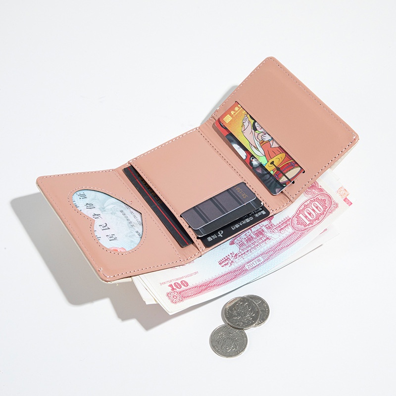 DOMPET LIPAT WANITA MINI IMPORT LUCU KULIT PINK MURAH REMAJA KEKINIAN DIARNI WA512P3 KECIL SLOT KARTU UANG CEWEK KOREA SIMPLE TIPIS BRANDED PREMIUM BATAM