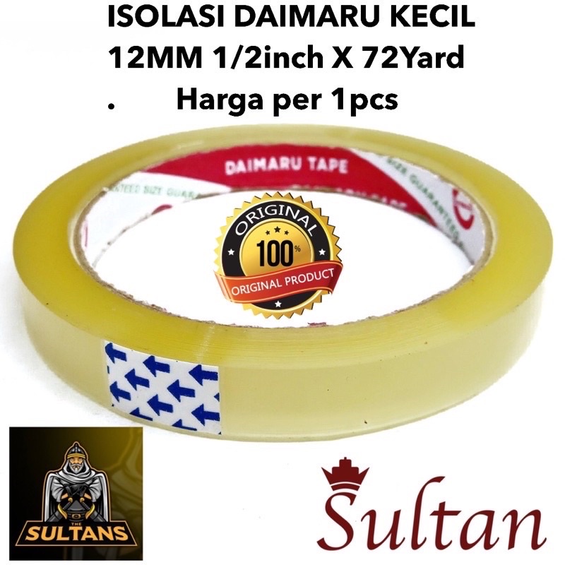 PROMO ISOLASI DAIMARU ORIGINAL UKURAN 12MM 1/2INCH LAKBAN BENING TRANSPARAN