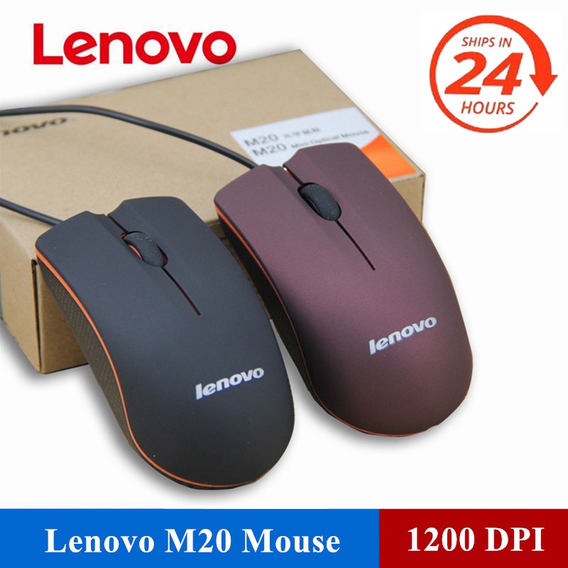 Lenovo M20 Mouse Optikal 1200dpi Tanpa Suara Dengan Kabel Usb