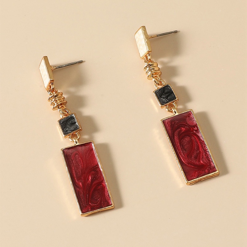 Anting Tusuk Bentuk Persegi Panjang Geometris Bahan 925 Silver Gaya Korea Untuk Wanita