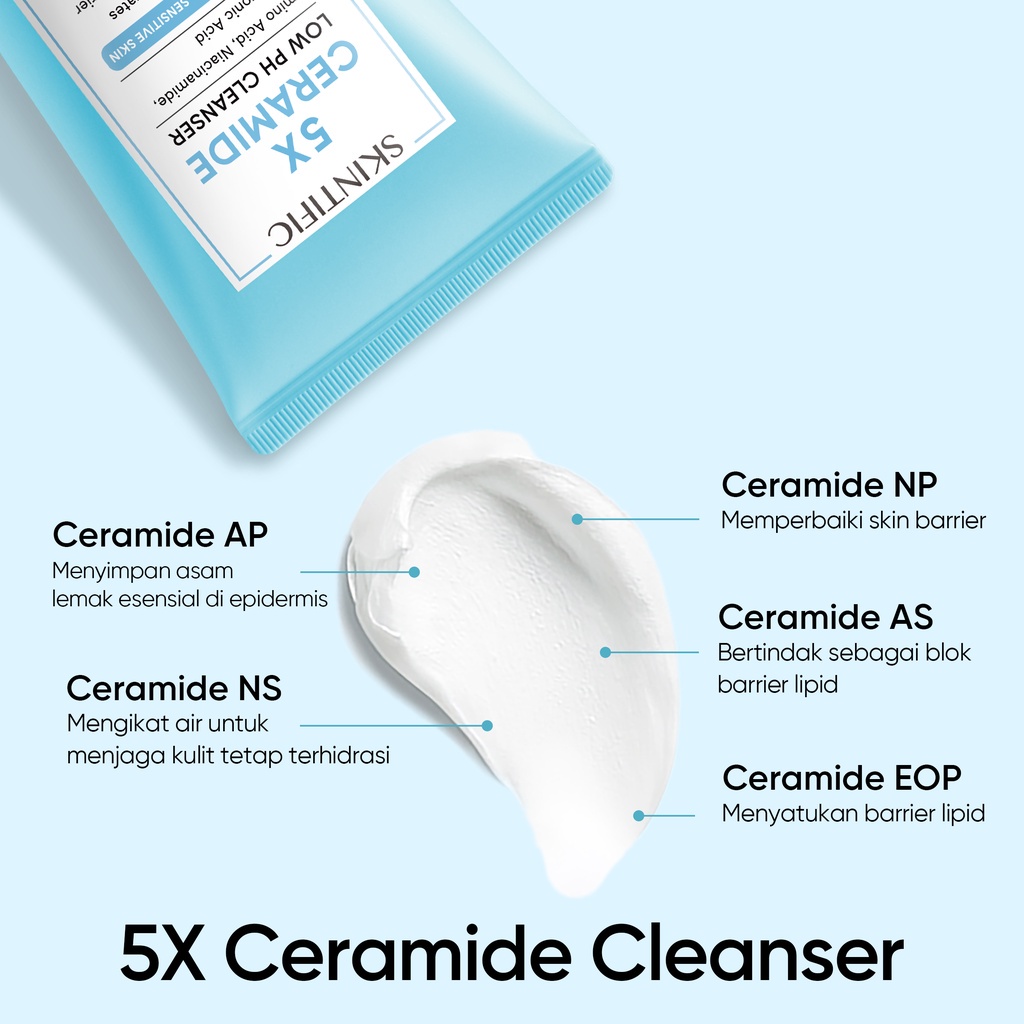 SKINTIFIC - 5X Ceramide Low pH Cleanser Facial Wash Gentle Cleanser For Sensitive Skin 80ml