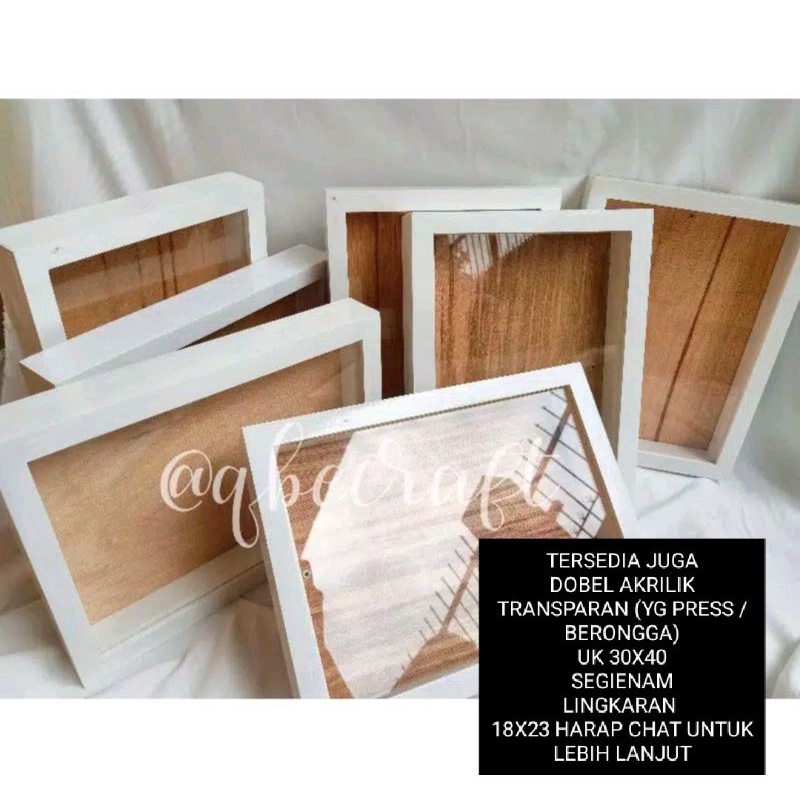 frame putih 3D akrilik10R, frame box ,frame mahar, figura 3D, figura kayu ,frame kayu