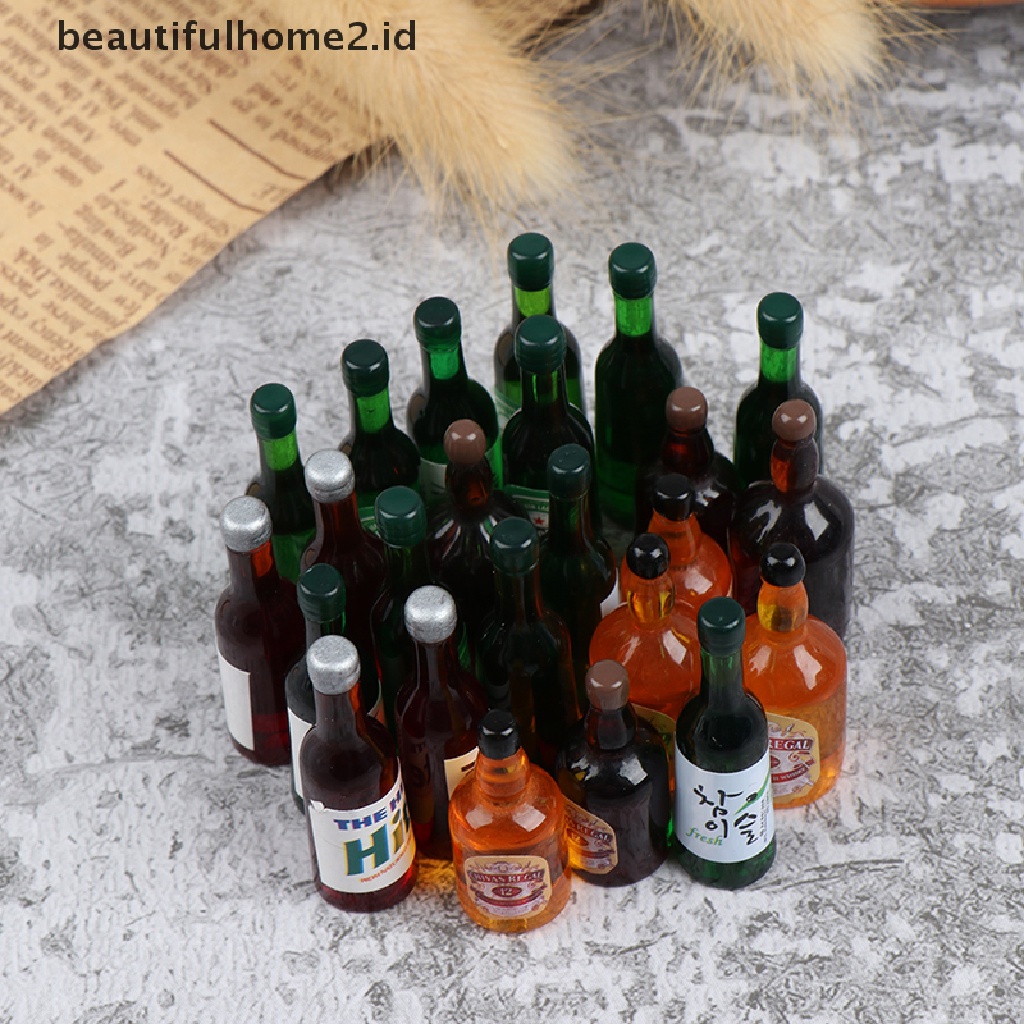 (beautifulhome2.id) 8pcs Miniatur Botol Wine Skala 1: 12 Untuk Dekorasi Rumah Boneka