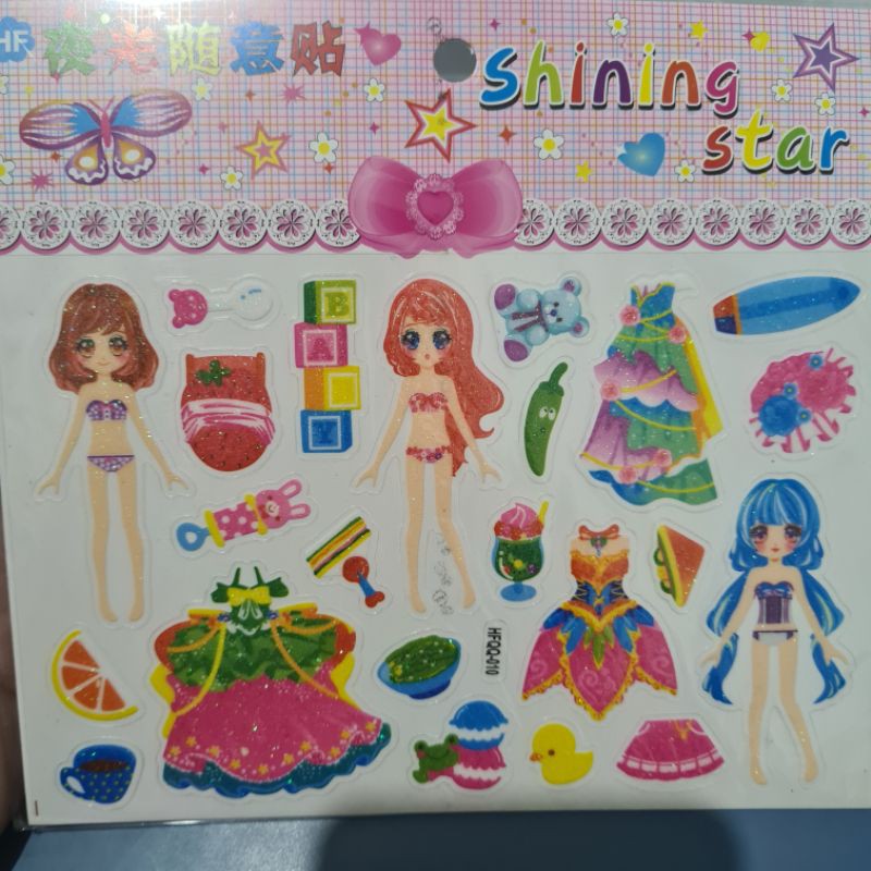 Stiker anak gliter DRESS UP / BAJU-BAJUAN 16x17cm HFQQ