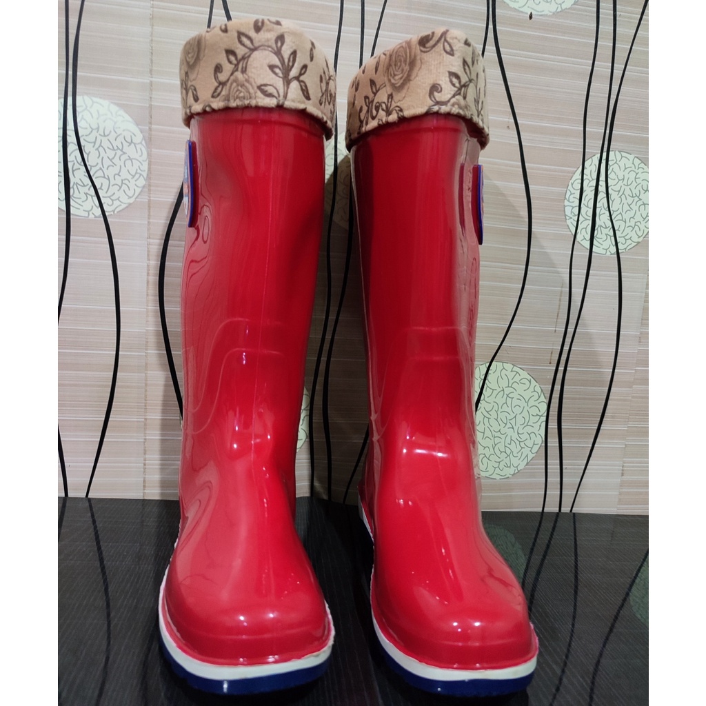 SEPATU BOOT KARET PENDEK WANITA 33cm DILENGKAPI KAUS KAKI SEPATU KARET ANKLE BOOTS PENDEK