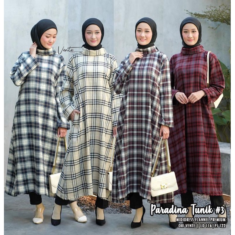 [READY]  PARADINA TUNIK #3 ORI VENTE / PARADINA 3 LONGTUNIK FLANEL BUSUI MIDI DRESS FLANEL LD116