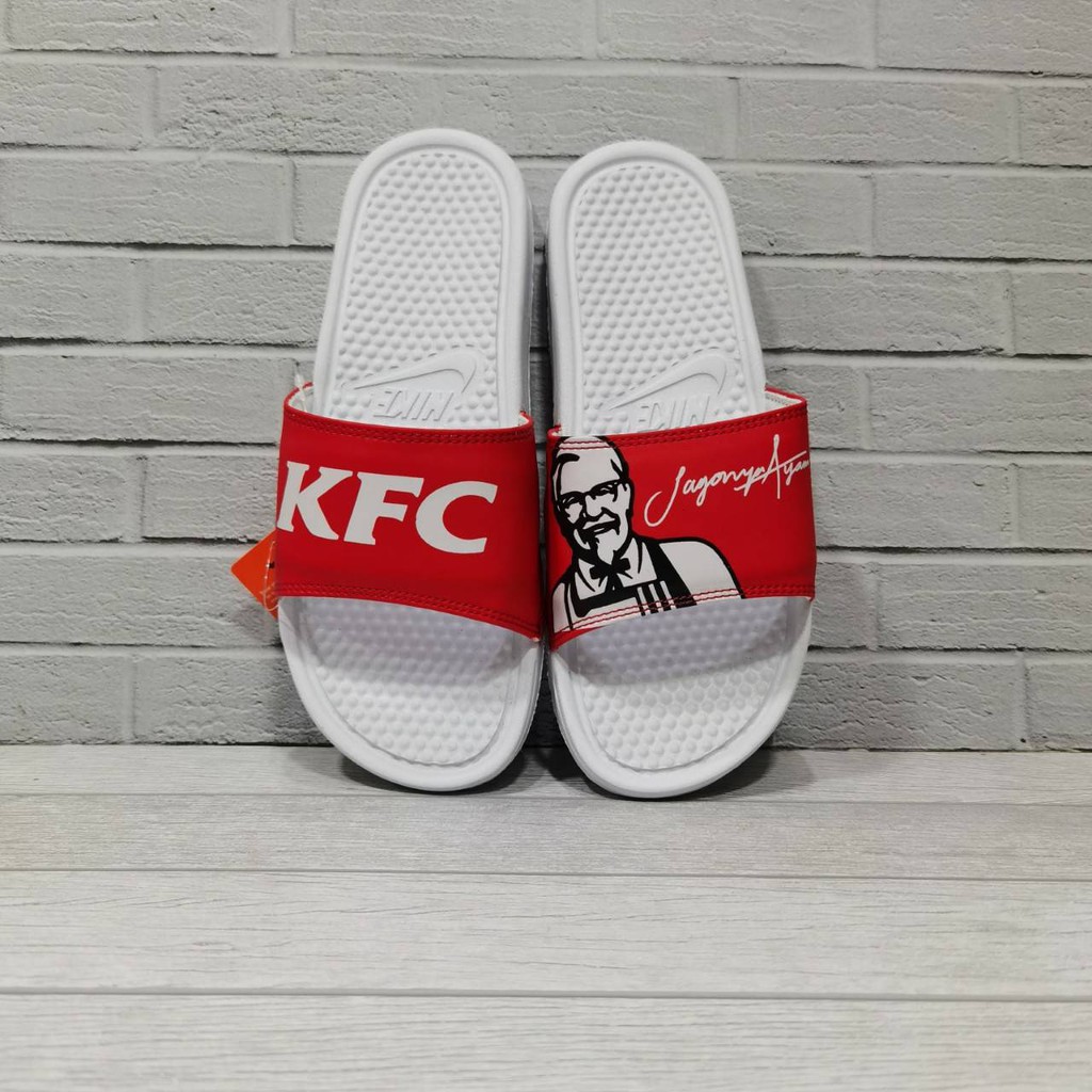 SENDAL SLIDE nike x KFC merah putih