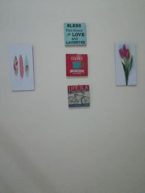 Poster Kayu Abstrak Vintage Bunga Tanaman Hiasan Dinding Dekorasi Rumah