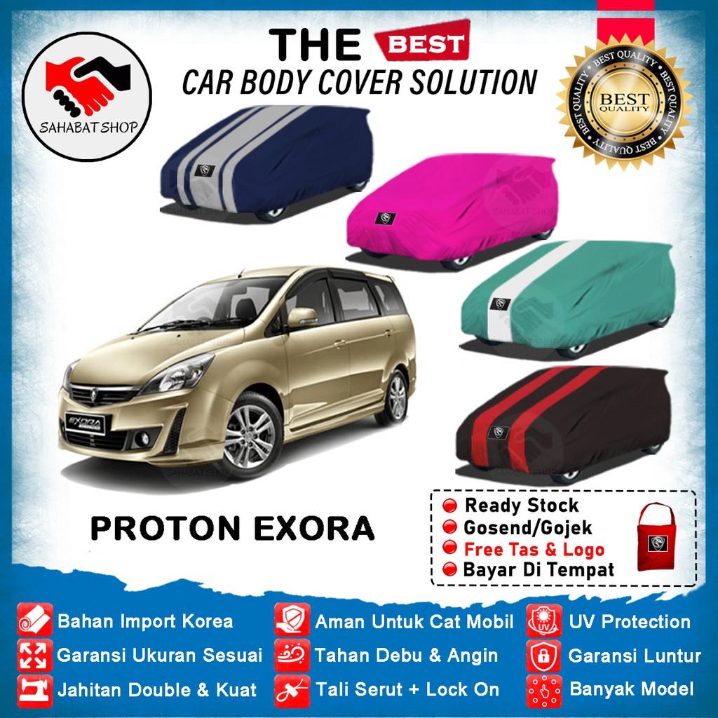 Sahabat Body Cover Mobil Proton Exora / Penutup Sarung Mobil Proton Exora Outdoor 2009 2010 2011 2012 2013 2014 2015 / Tutup Mantel Selimut Mantol Jas Pelindung Kerudung Kerodong Terpal Kelambu Mobil Anti Air waterproof Model Biru