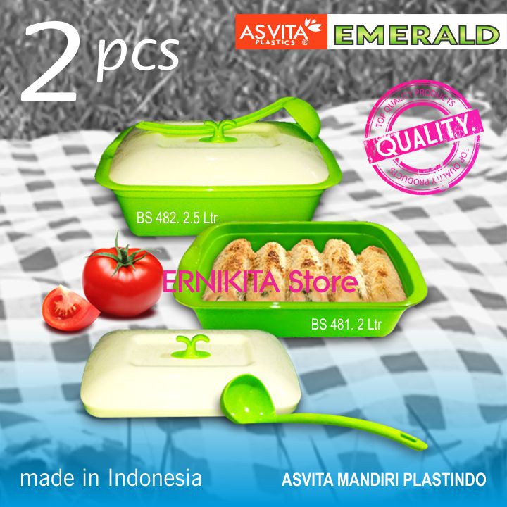 ASVITA EMERALD FAMILY SET - 6 Pcs Wadah Saji Makanan