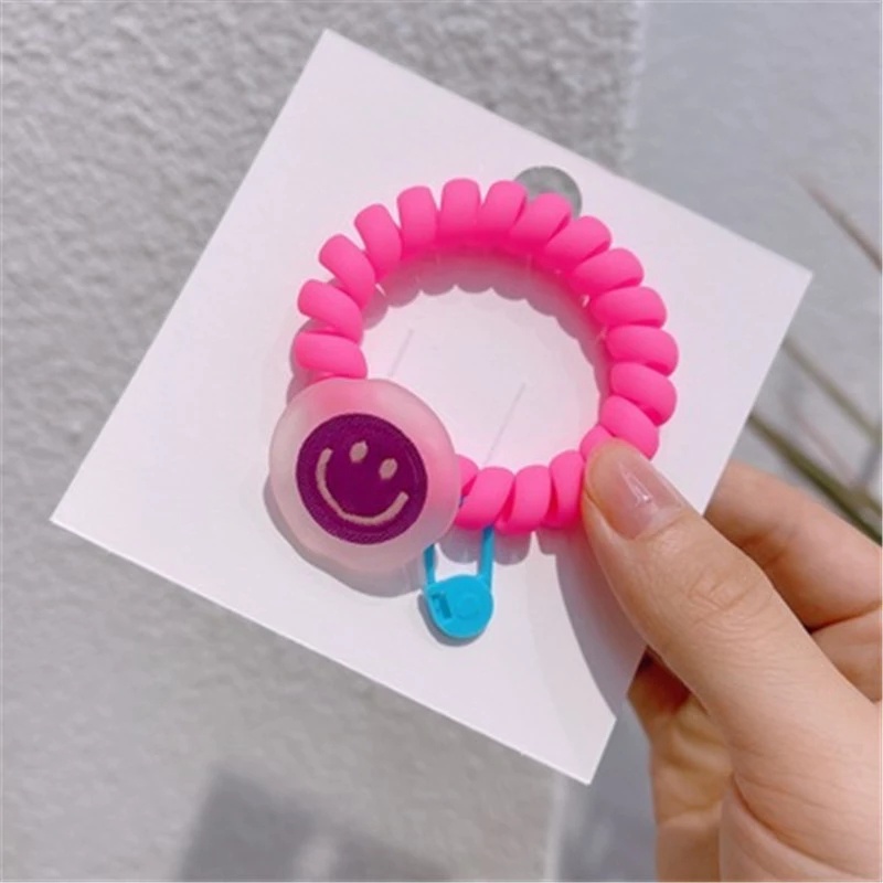 Korean Ins Style Smiley Frosted Phone Cord Hair Rope/Children Cute Elastic Hair Ties/Daily Basic Hair Accessories