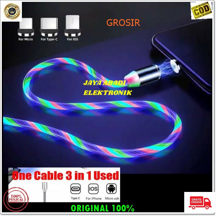 J211 KABEL DATA MAGNET 3IN LAMPU LED 3A JACK 3 JENIS CHARGER MAGNETIC SUPER FAST CHARGING MAGNETIK FASTER SPEED QUIC CAS UNIVERSAL BISA SEMUA JENIS HP YANG USBNYA SUPPORT DENGAN LAPISAN YANG KUAT DAN SUPER AWET DAN HARGA SANGAT TERJANGKAU