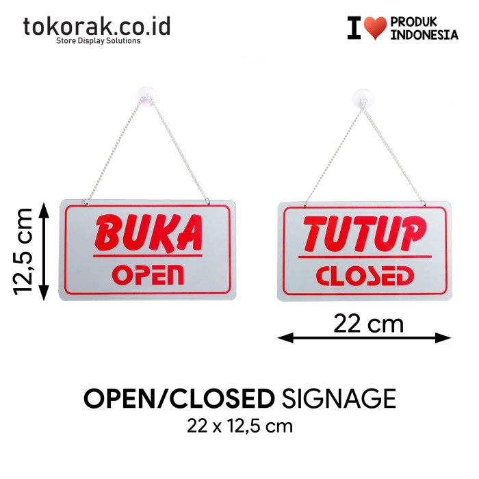

TERLARIS !!! SIGNAGE BUKA TUTUP 22 X 12,5CM SIGN PETUNJUK SIMBOL LOGO OPEN CLOSED