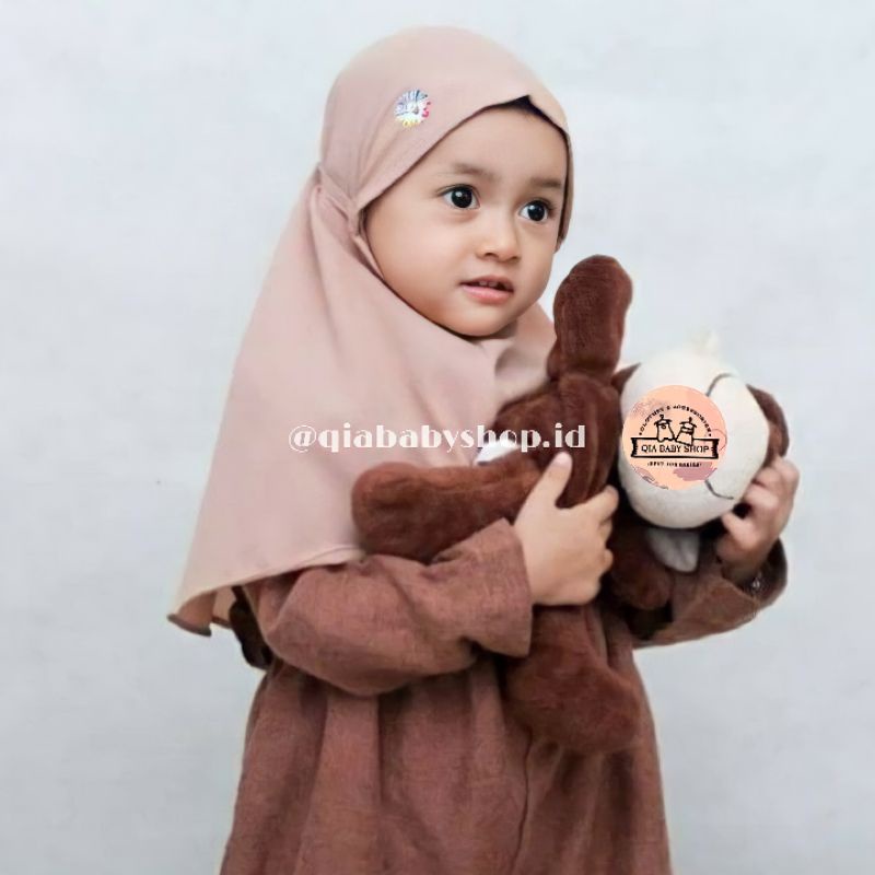 Jilbab | Kerudung | Hijab | Bergo Bayi / Anak Kecil Motif Bunga Umur 0-1 Tahun