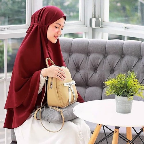Hijab Instan JIlbab Khimar Syari 2 Layer Kalya Ceruty Premium