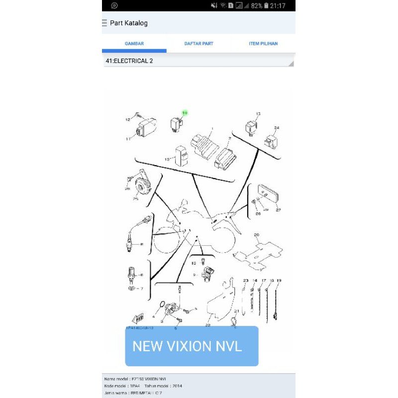 RELAY ASSY KIPAS RADIATOR RELAY STATER VIXION OLD -  NEW VIXION NVL NVA MX KING ORIGINAL YAMAHA.-4