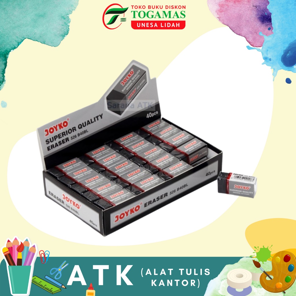 

ERASER 526 B40BL HITAM SUPERIOR QUALITY JOYKO / PENGHAPUS PENSIL / READY STOCK