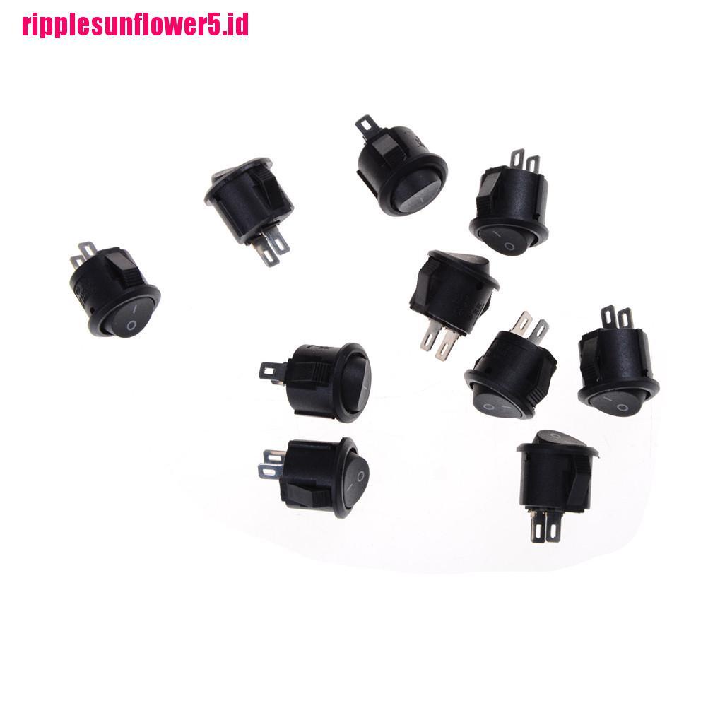 10pcs Saklar Rocker ON-OFF 2 Bentuk Bulat Kecil 16mm Untuk Perahu