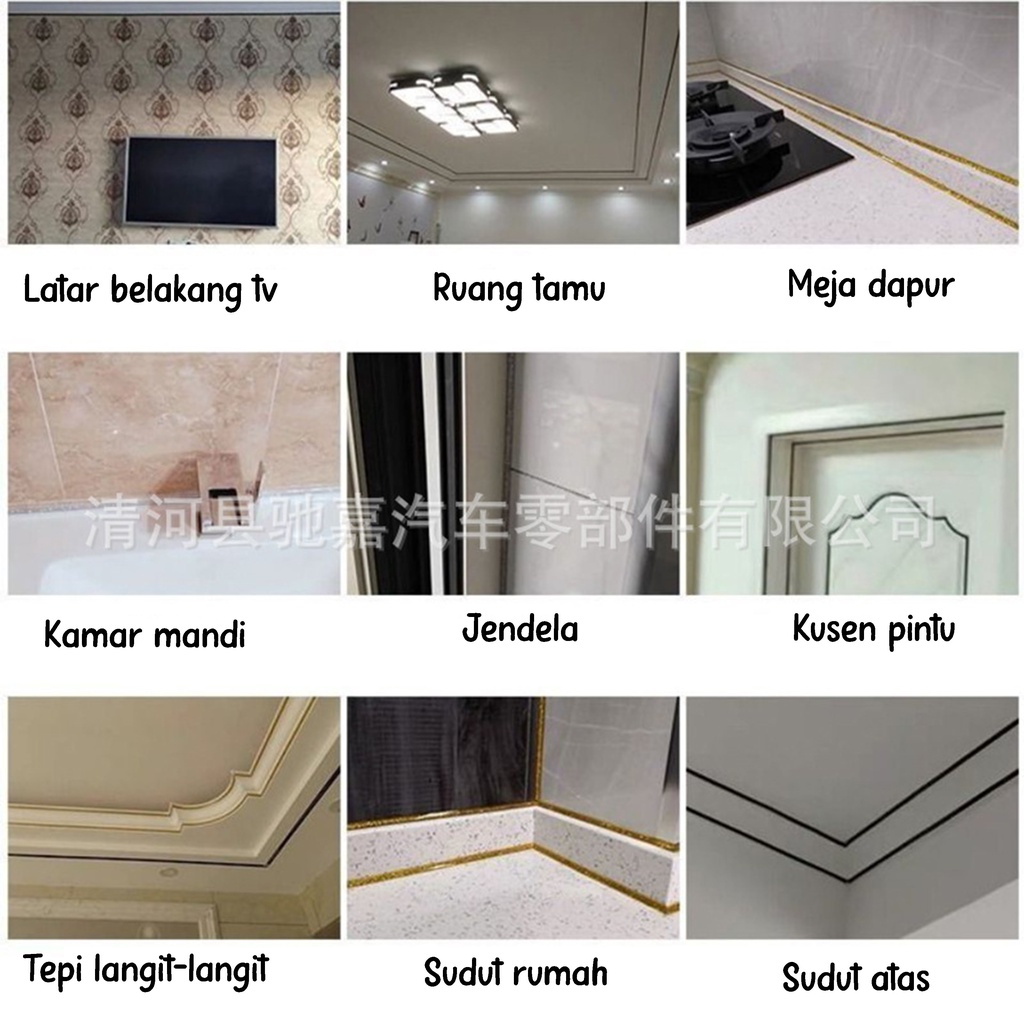 List/Tape/Perekat Stiker Anti Jamur Air Minyak PVC Wastafel Dapur Kamar Mandi List Plafon