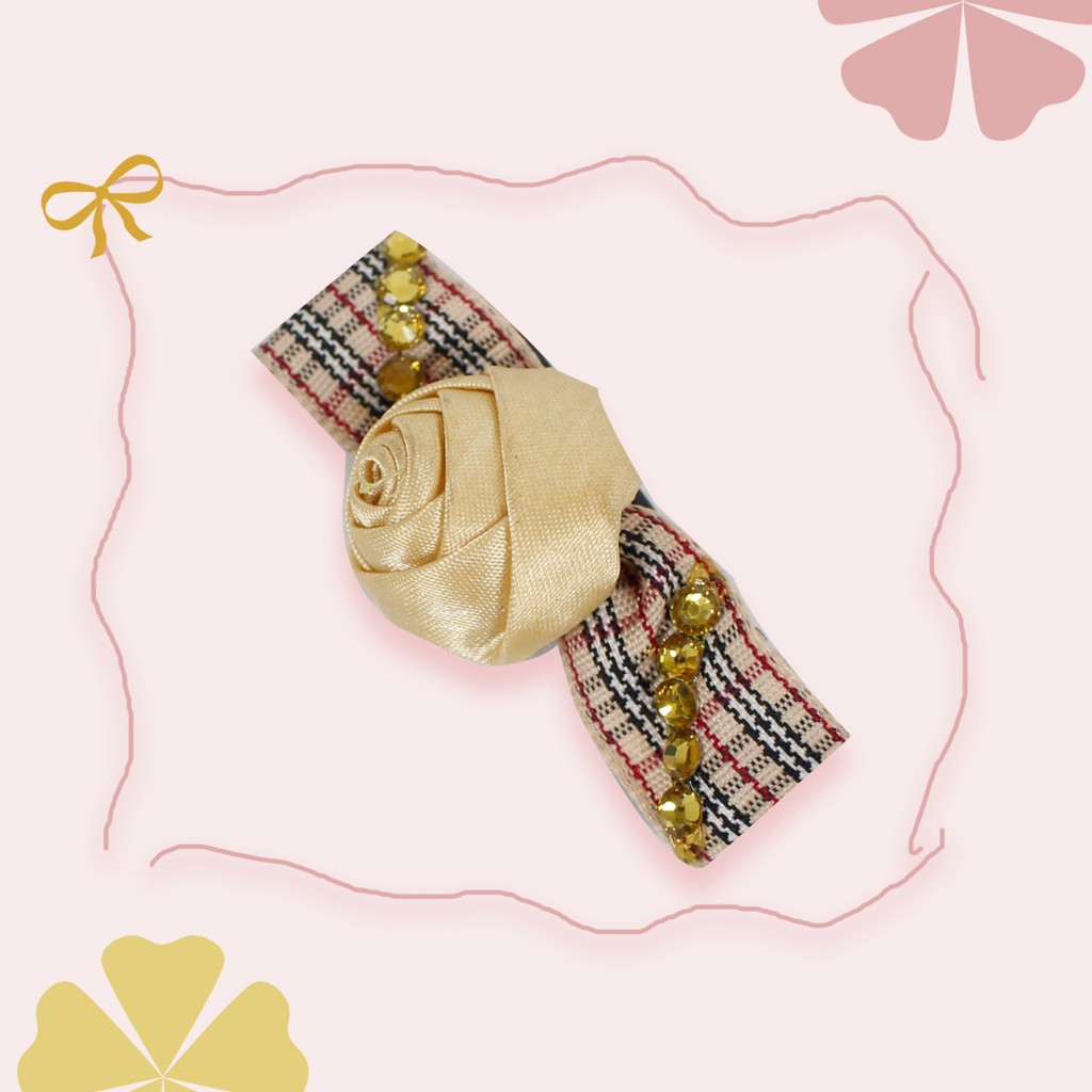 Jepit Rambut / Hair Clip Pita Mawar Tengah 6 cm M001 00C