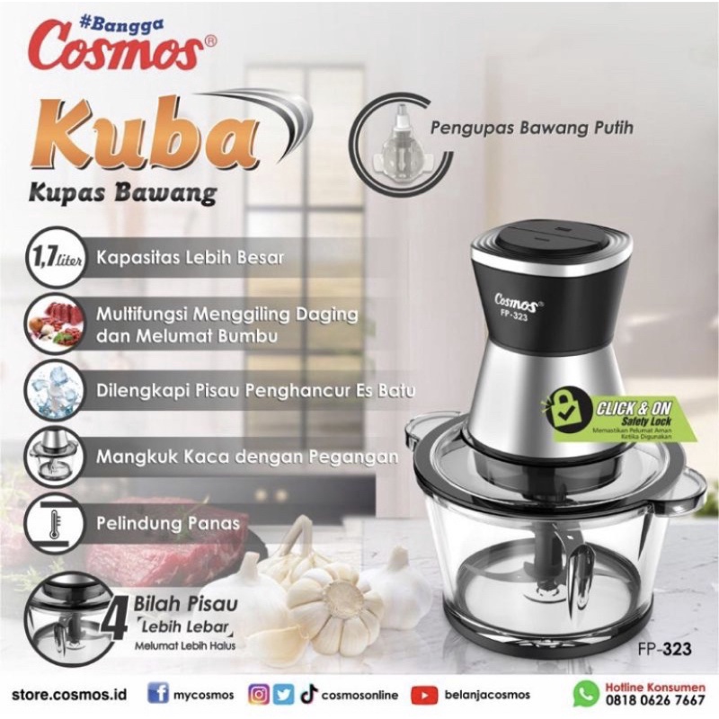 [ Cosmos ] Food Processor / Chopper Cosmos FP-323 KUBA / FP - 32 ( bisa kupas bawang ) - 1,7 Liter