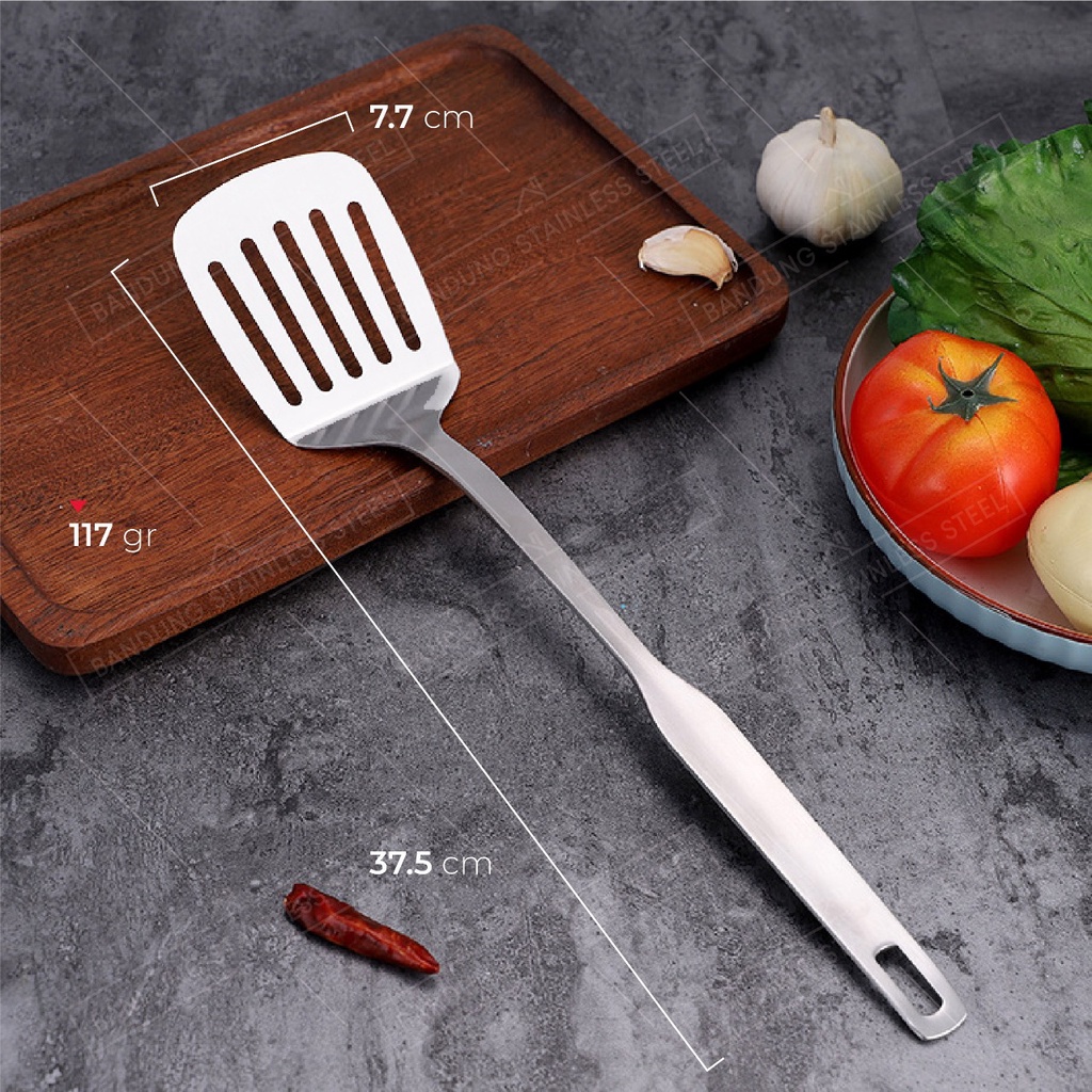 Spatula sodet sutil centong lubang dan NON lubang dengan Kait Stainless Steel