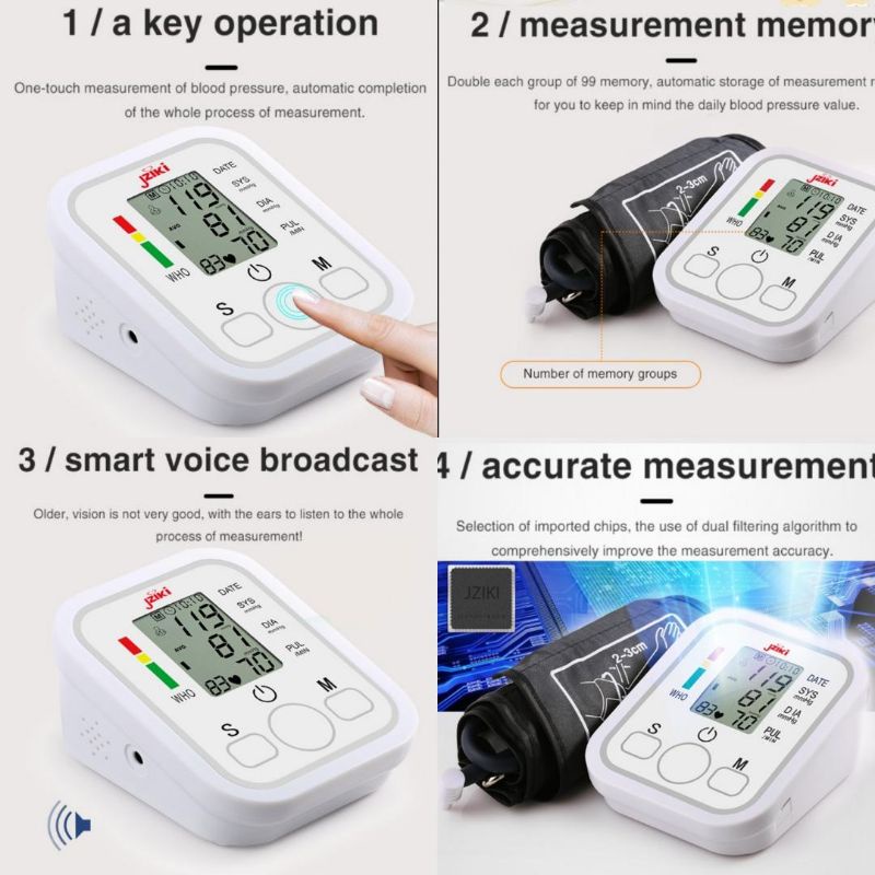 JZIKI Tensimeter Digital Lengan Atas Alat Ukur Tekanan Darah Test Jantung