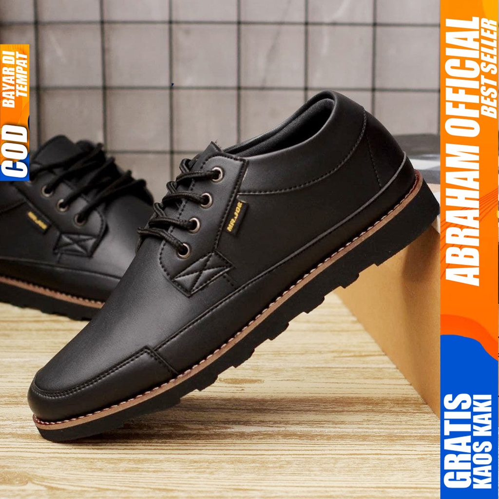 ABRAHAM TARANT Sepatu Formal Casual Pantofel Kerja Pria Hitam-Coklat