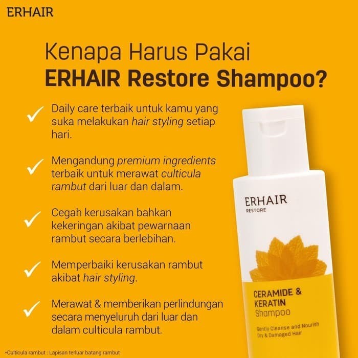 ERHAIR Shampoo Rambut Kering &amp; Rusak ERHA Restore 370 ml Ceramide &amp; Keratin Shampoo