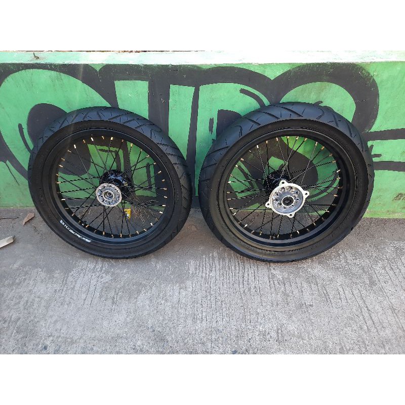 Roda supermoto kawasaki klx tromol original tinggal pasang