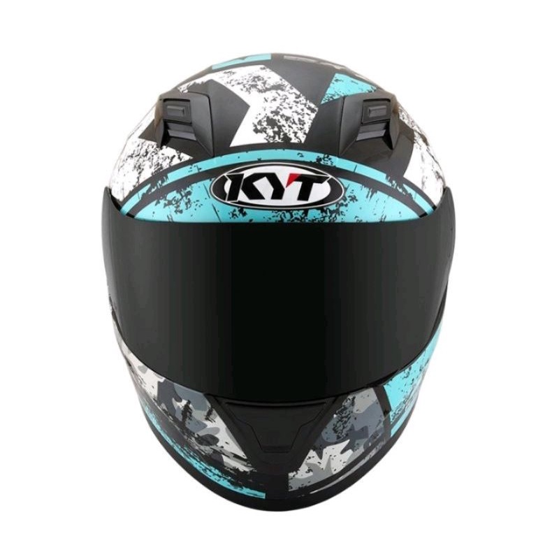 Helm KYT R10 #3 Black Aqua Blue / Helm KYT R10 Original - Charmoto