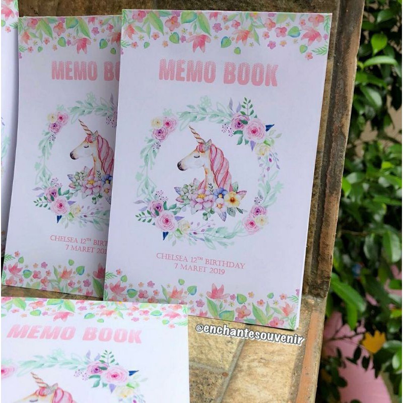 

Souvenir Memo Notes Custom Tema Unicorn Flower