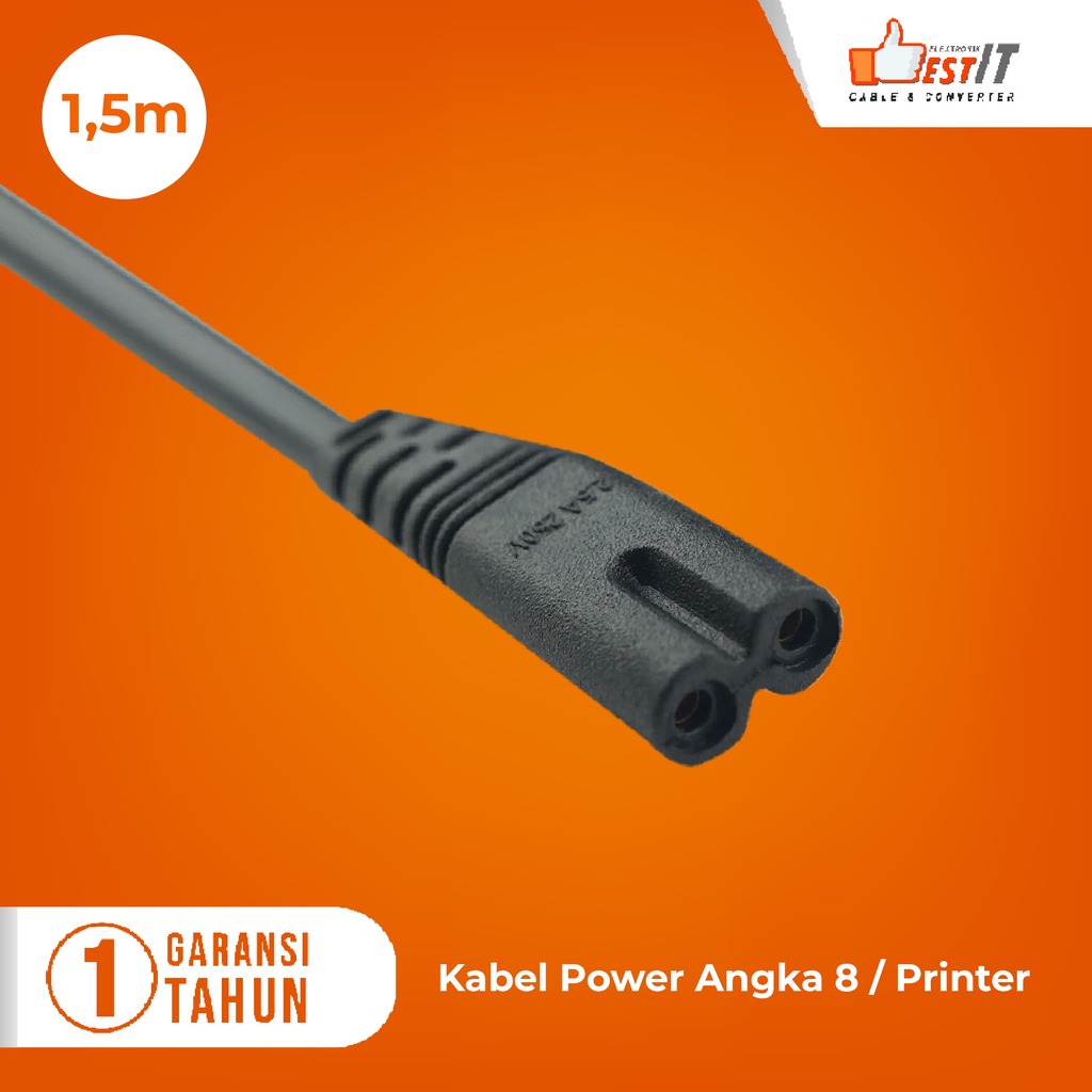 Kabel Power Angka AC CORD 8 Kabel Printer Universal 1.5 Meter M-tech