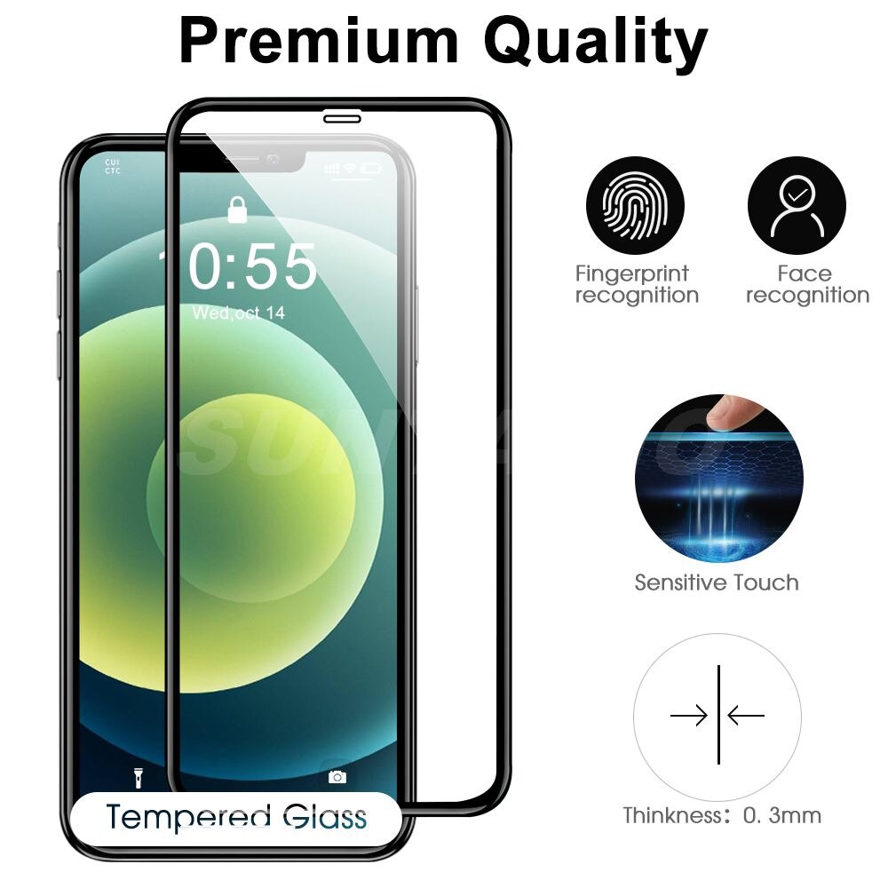 Pelindung Layar Tempered glass 10d Untuk iPhone 6 6s 7 8 Plus X Xs Max XR 11 12 Pro Max SE 2020