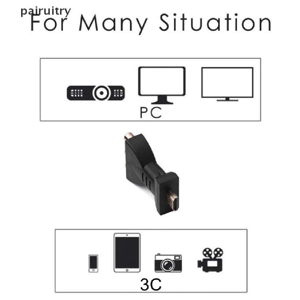 Prt Kabel Adapter Sinyal AV Digital 1080p HDMI To VGA Ke AV RCA PRT