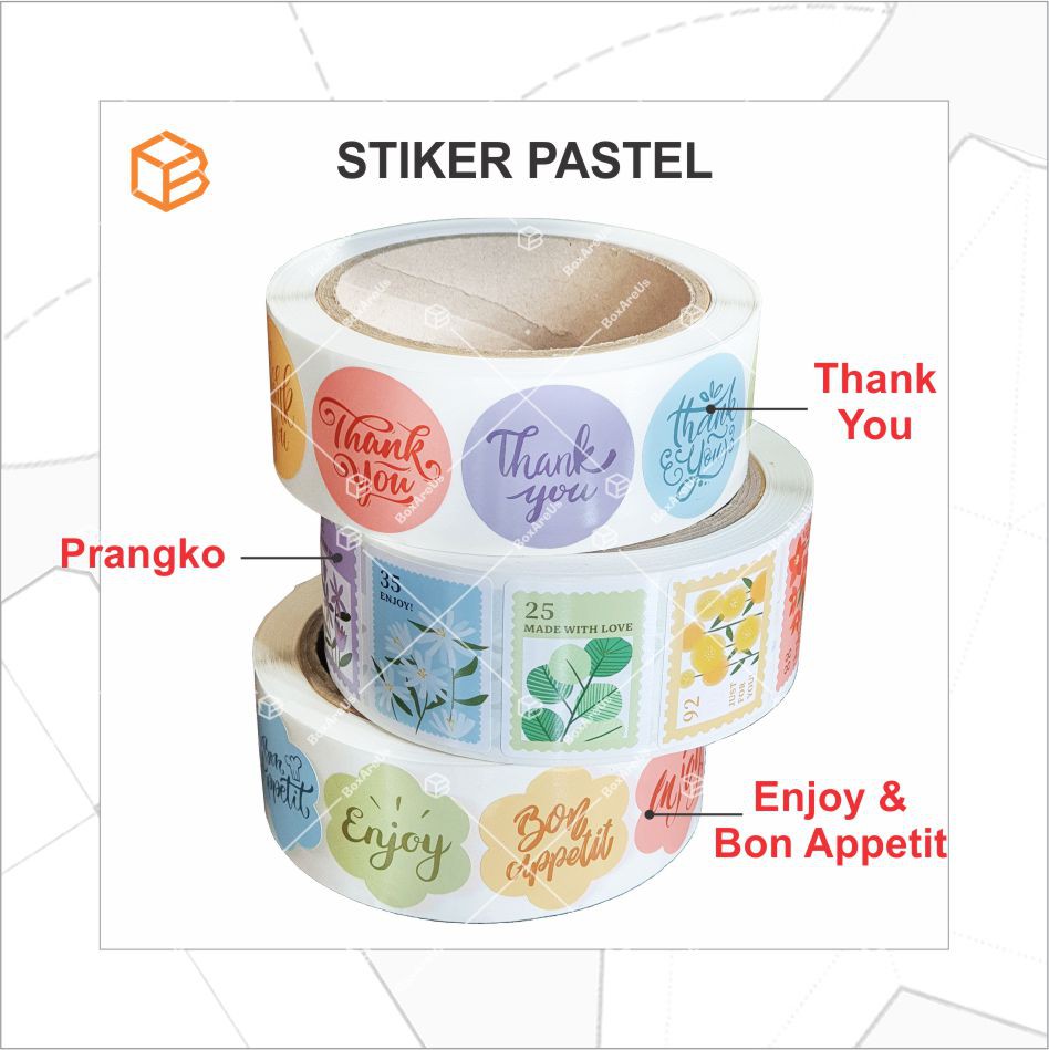 Stiker Thank You Sticker Bon Appetit Label Enjoy | ST PASTEL