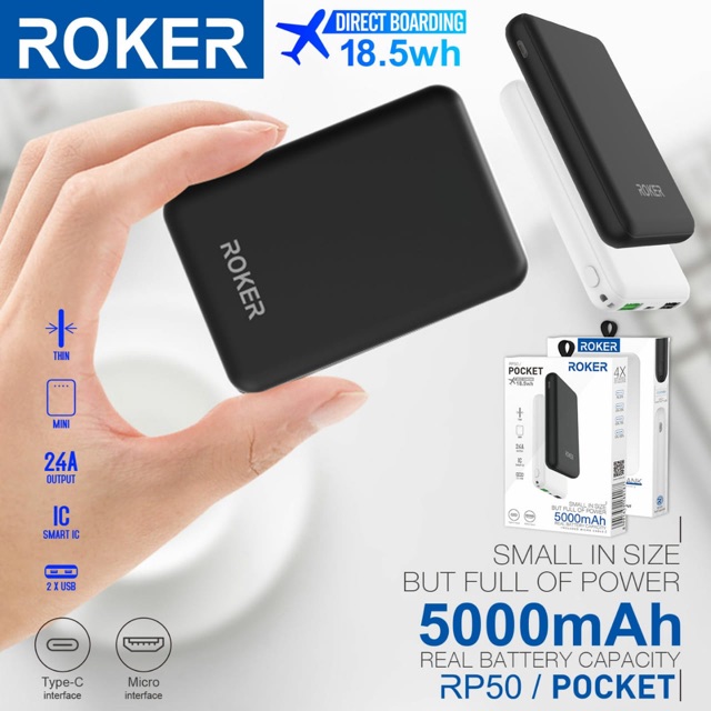 POWERBANK ROKER POCKET SLIM RP50 5000 mah