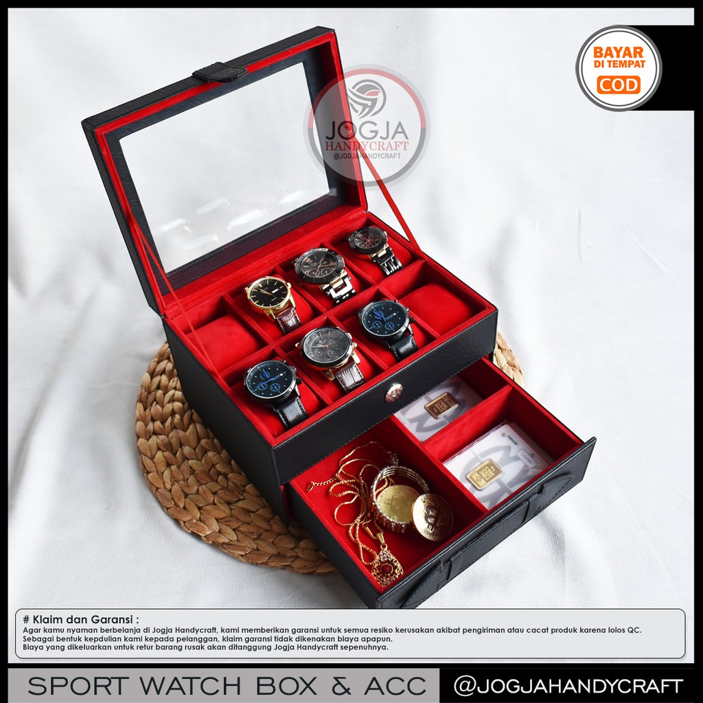 Box Kotak Jam Tangan Jumbo isi 8 mix Laci Tempat Perhiasan Susun / Box penyimpanan jam / Watch Box