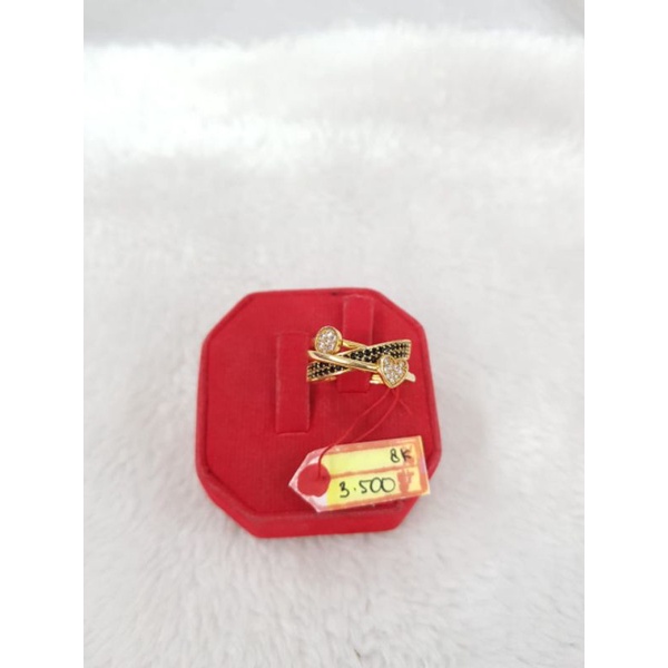 CP1225DLM cincin channeI spiral love permata hitam emas kuning asli berat 3.500 no 14 d 1.8 kadar 37