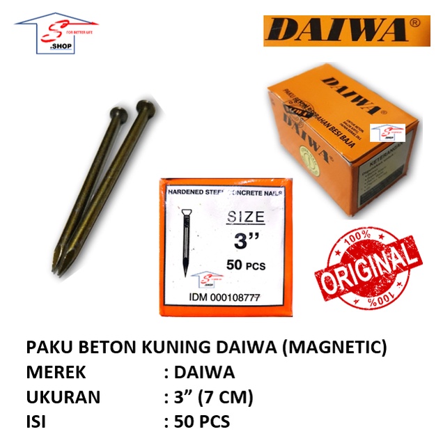 Paku Beton Kuning Magnet 7 cm 3 Inch DAIWA (1 Dus)
