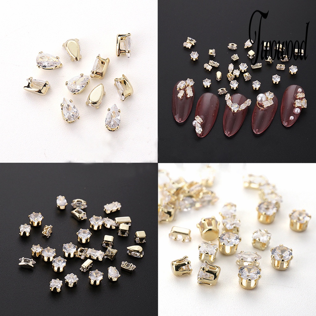 1 Set Ornamen Kuku 3D Bahan Metal Tahan Karat Untuk Manicure Charms