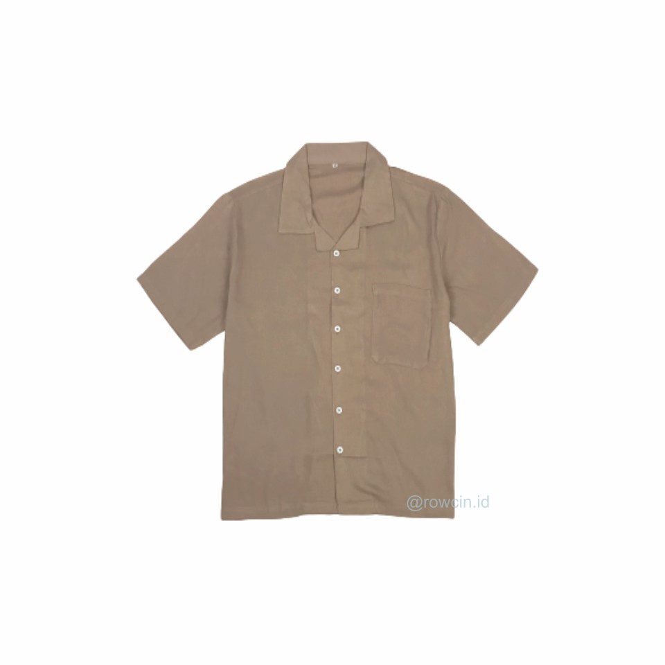 KEMEJA HAWAI POLOS UNISEX KATUN RAYON KEMEJA LENGAN PENDEK-Hawai Coklat Khaki