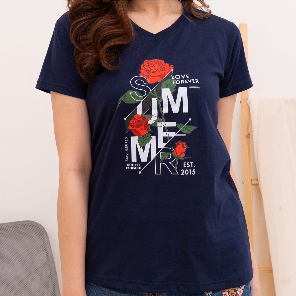 SOUTH FORMED SUMMER LOVE KAOS V NECK / O NECK KATUN PREMIUM ADEM WANITA / CEWEK MOTIF / GAMBAR