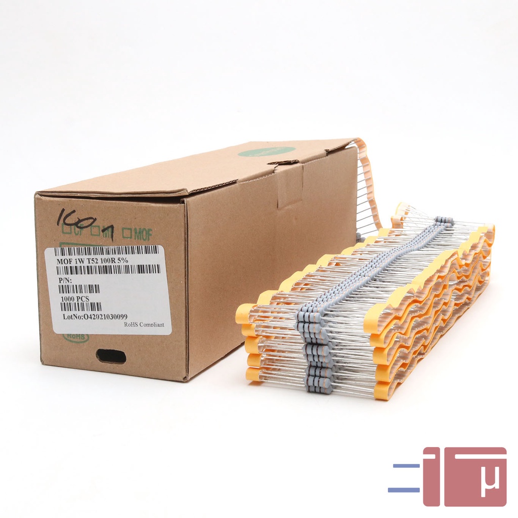 x10 Resistor 100R 100 Ohm 1W Metal Oxide 5% Taiwan Kaki Tembaga