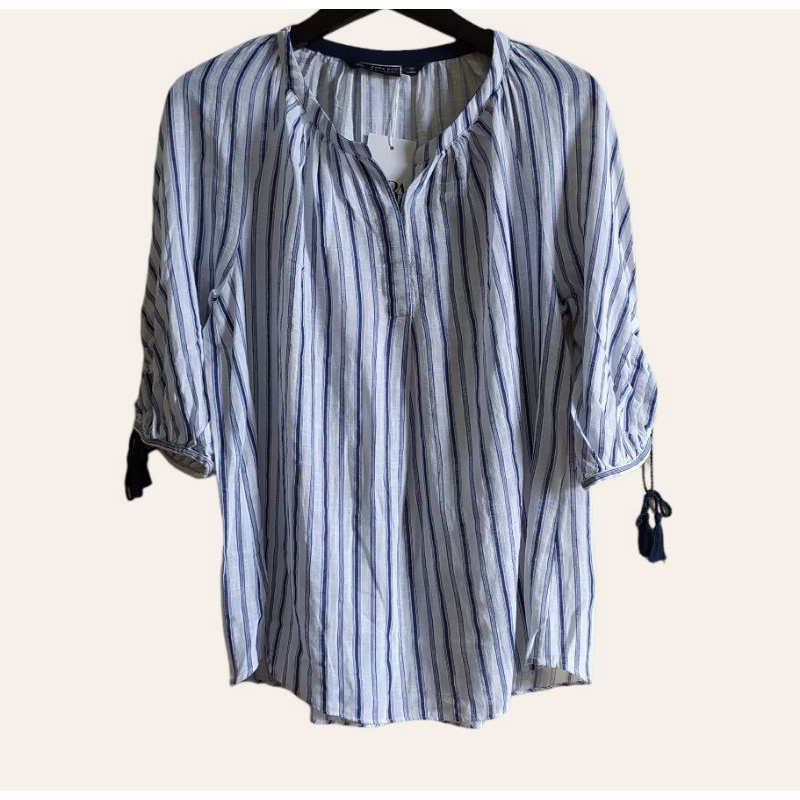 kemeja zara salur,blouse zara salur,kemeja wanita salur,blouse motif salur,blouse wanita