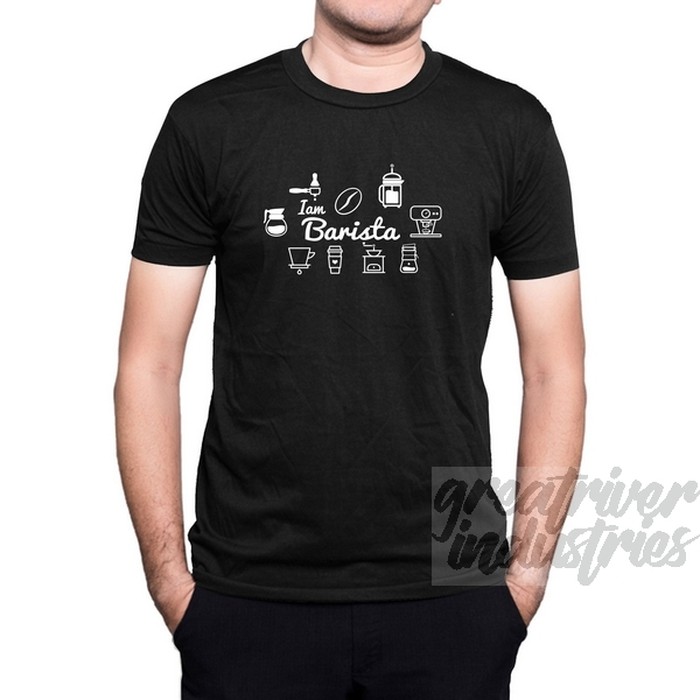 kaos coffee barista - Putih, S